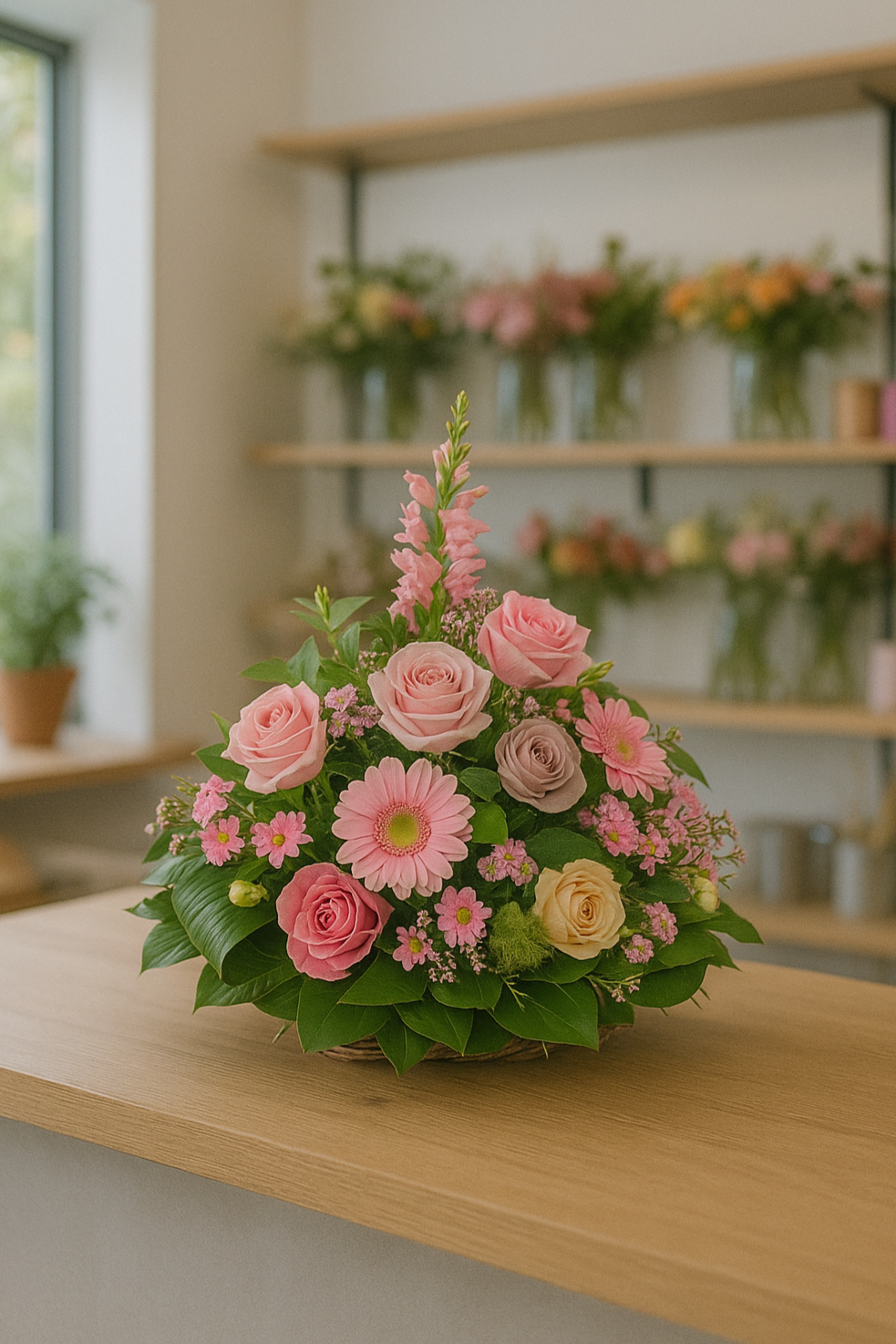 Bouquet funéraire Tendresse Pastel, fleurs roses délicates