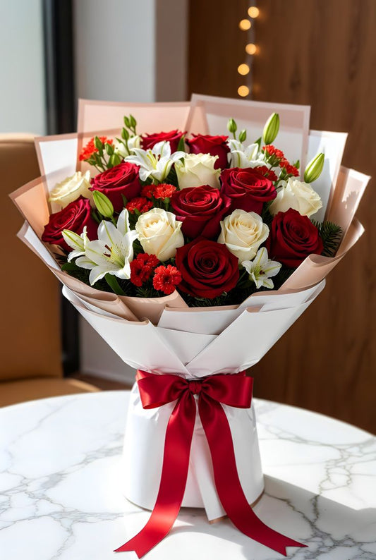 Bouquet Passion Rouge et Blanc Premium