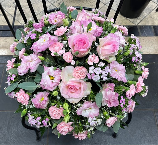 Coussin de deuil Murmure rosé, rose, rose poudré, blanc — Camelia et ses fleurs