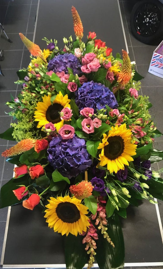 Dessus de cercueil Provence, jaune, violet, orange, rose — Camelia et ses fleurs