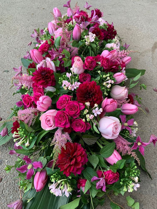 Dessus de cercueil Velours, rose, fuchsia, bordeaux — Camelia et ses fleurs